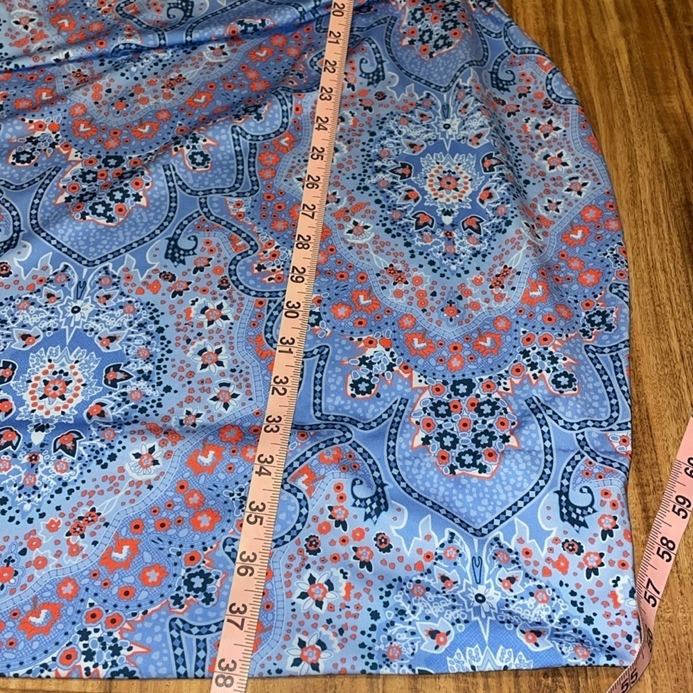 Gretchen Scott women’s XL 16 18 dress Blue 
Orange pattern stretch 3/4 sleeve - Picture 9 of 11